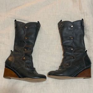 Frye grey boots, zip up.